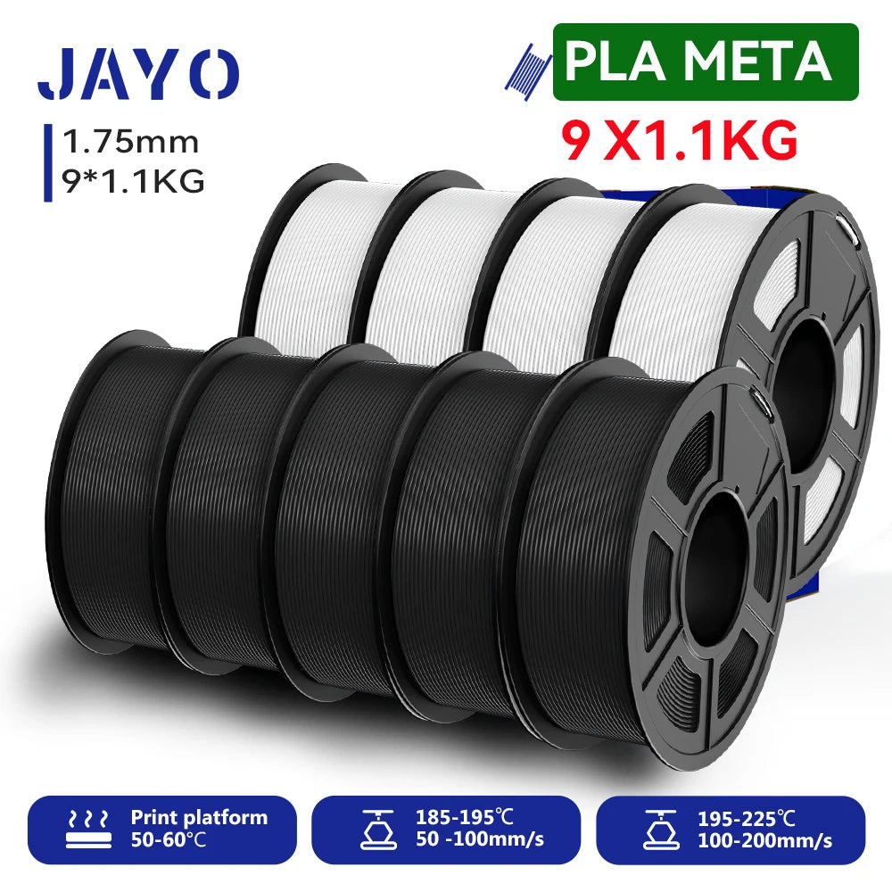 JAYO 9/10 Rolls 3D PETG/PLA/PLA PLUS Printer Filament 1.75mm 100% No Bubble non-toxic 3D Printing Materials for 3D Printer& Pen