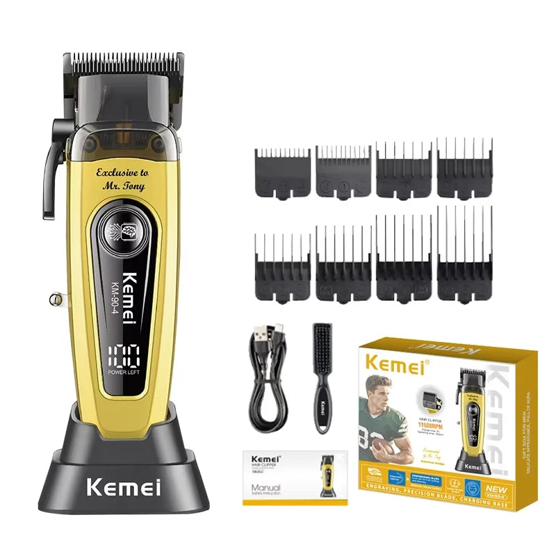 Kemei Rechargeable Electric Hair Clipper Professional Barber Trimmer For Man Cordless Shaver KM-90-4 KM-2293 Gold  KM-3209 Kit