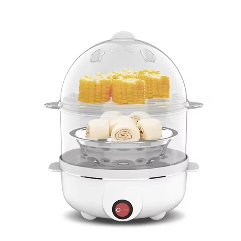 Multifunctional Electric Egg Boiler, Double Layer Egg Steamer and Poacher for Cooking Breakfast in Kitchen