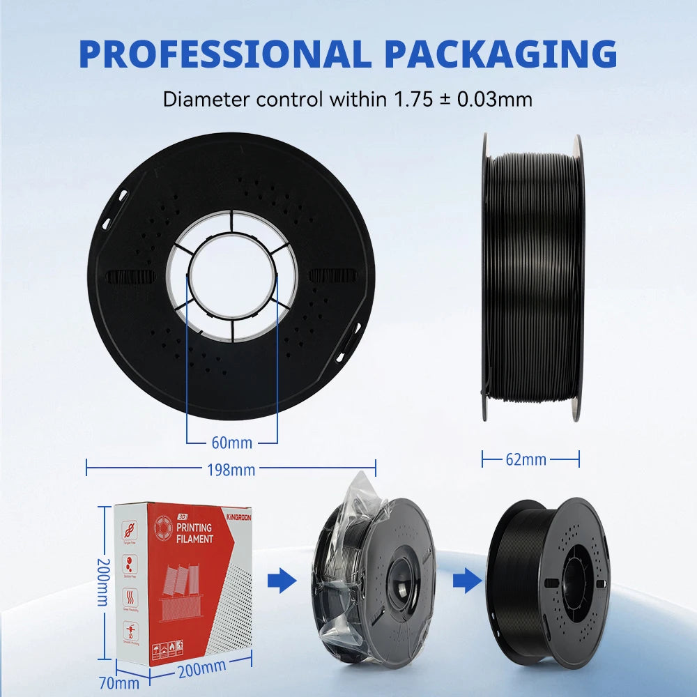 KINGROON 10KG(22LBS) PLA PETG HS-PLA HS-PETG Filament 1.75mm High Speed 3D Printer Material Matte PLA 1kg*10 Roll Mix Color