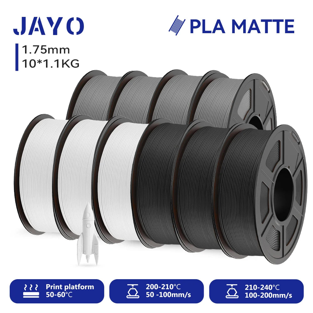 JAYO 9/10 Rolls 3D PETG/PLA/PLA PLUS Printer Filament 1.75mm 100% No Bubble non-toxic 3D Printing Materials for 3D Printer& Pen