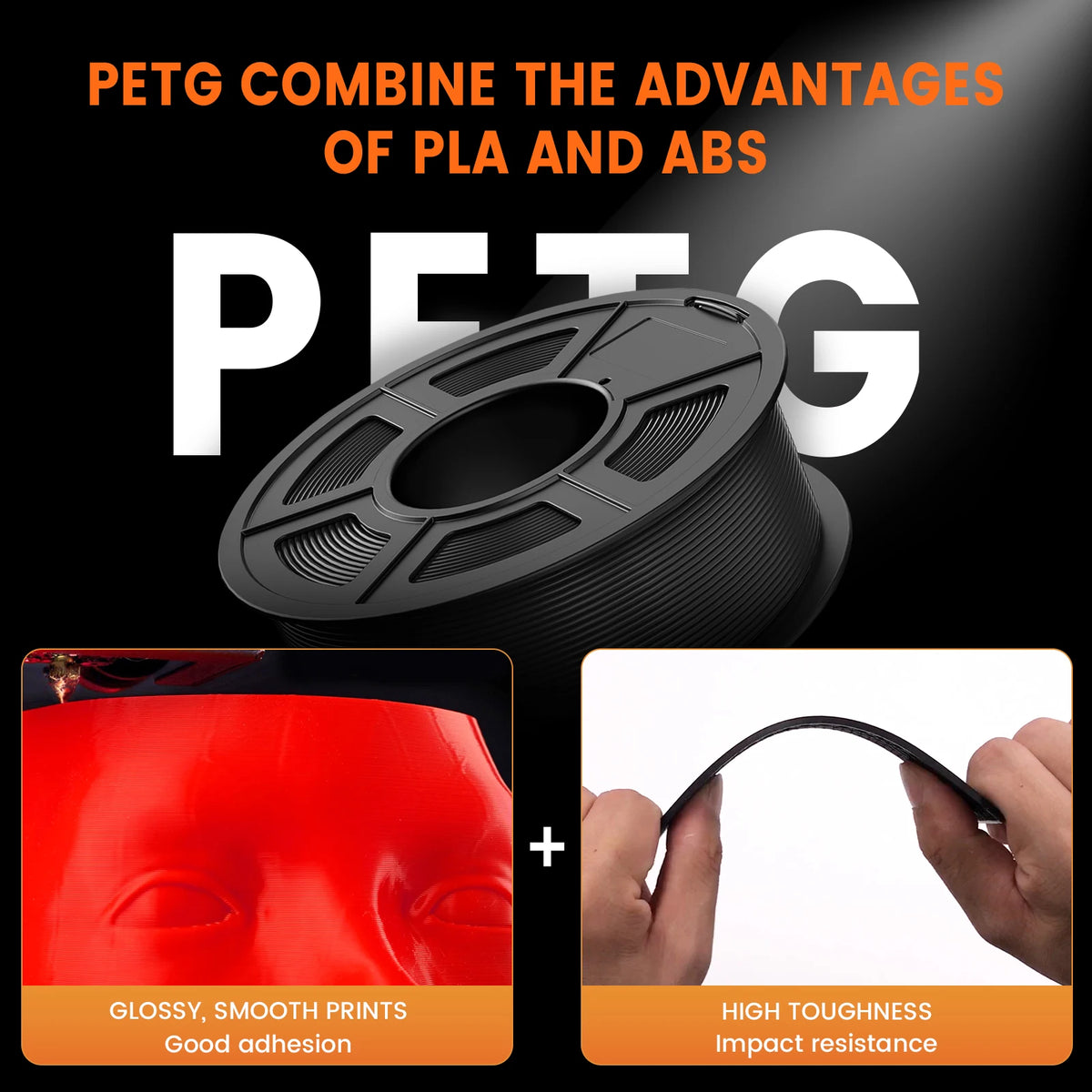 TECBEARS PETG 3D Printer Filament 1.75mm 5 Rolls 5KG Multi Color Petg Vacuum Packaging 100% No Bubble for FDM DIY Gift Material