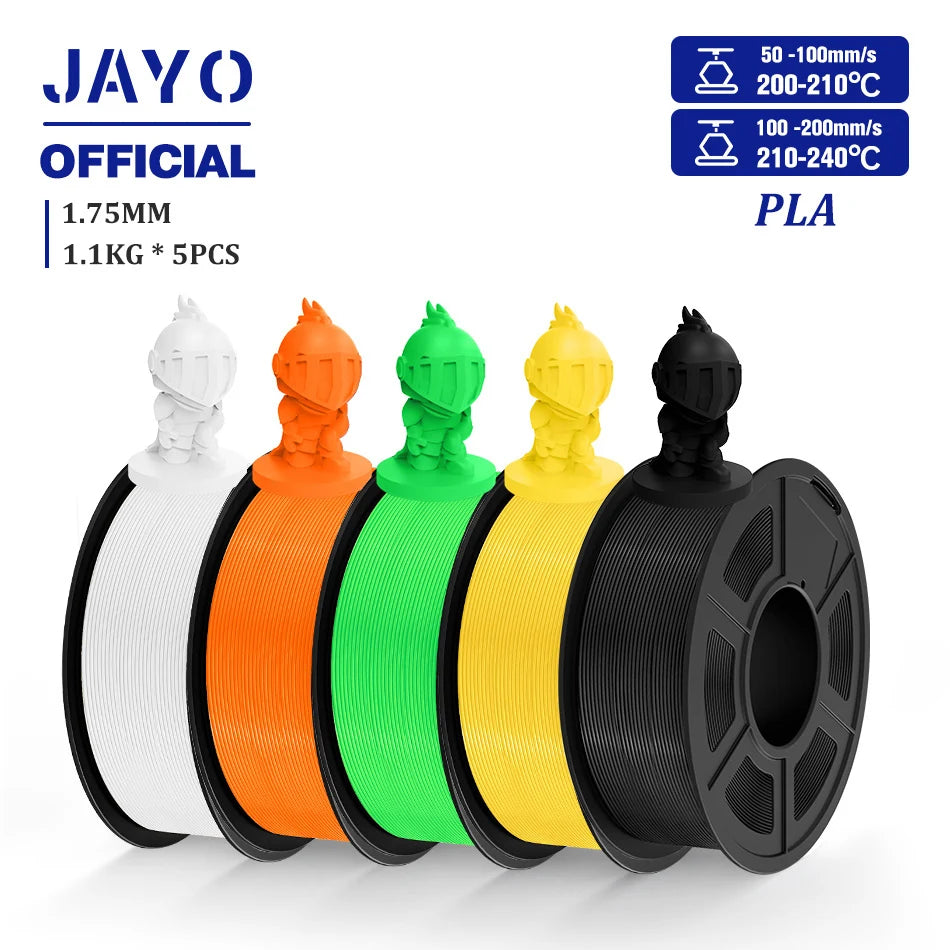 JAYO 3D Filament PLA/PLA META/PETG/SILK PLA+/Wood/PLA Marblel/ APLA 1.75mm 5Roll 1.1KG/0.5KG 3D Printer Filament for 3D Printer