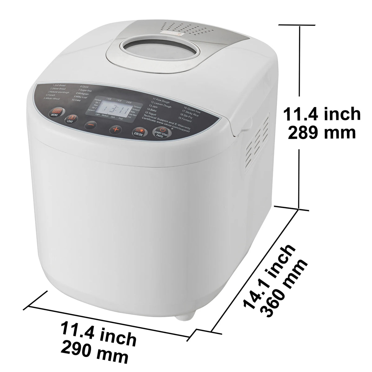 SucceBuy 3 LB Bread Maker 15-in-1 Dough Machine Nonstick Ceramic Pan Automatic Bread maker with Gluten Free Setting