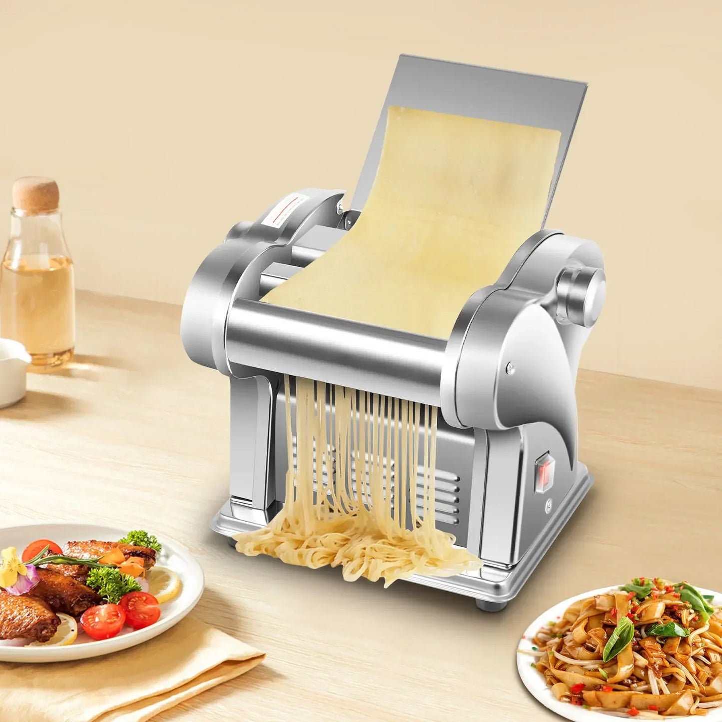 Commercial Electric Dough Roller,6-Speed Adjustable Thickness Pasta Making Machine,Electric Noodle&Dumpling Maker For Home/Commercial Use,Sheeter Noodle Pasta Maker Machine Stainless