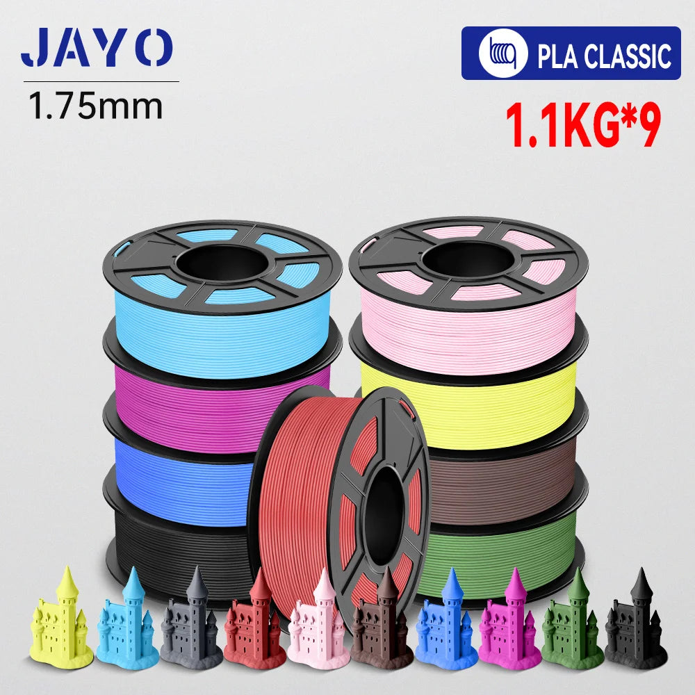 JAYO 9/10 Rolls 3D PETG/PLA/PLA PLUS Printer Filament 1.75mm 100% No Bubble non-toxic 3D Printing Materials for 3D Printer& Pen