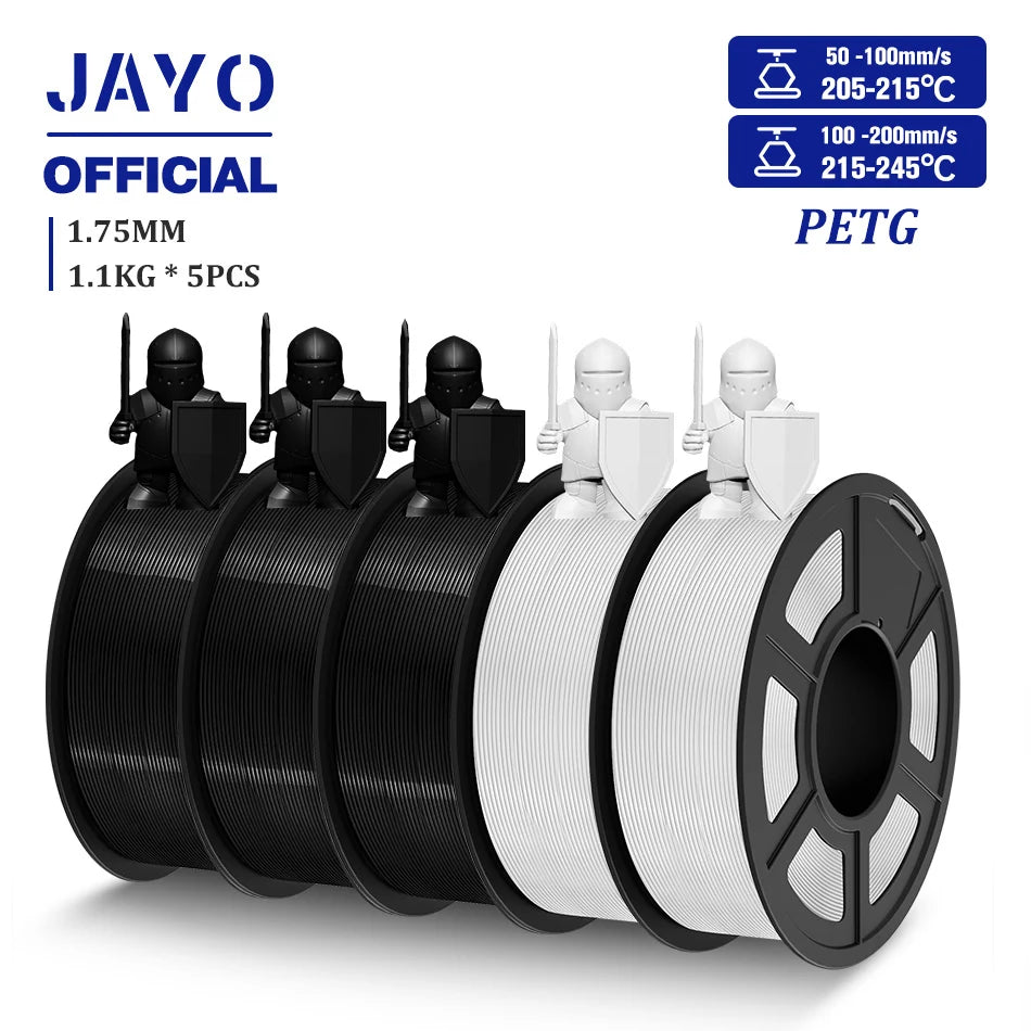 JAYO 3D Filament PLA/PLA META/PETG/SILK PLA+/Wood/PLA Marblel/ APLA 1.75mm 5Roll 1.1KG/0.5KG 3D Printer Filament for 3D Printer