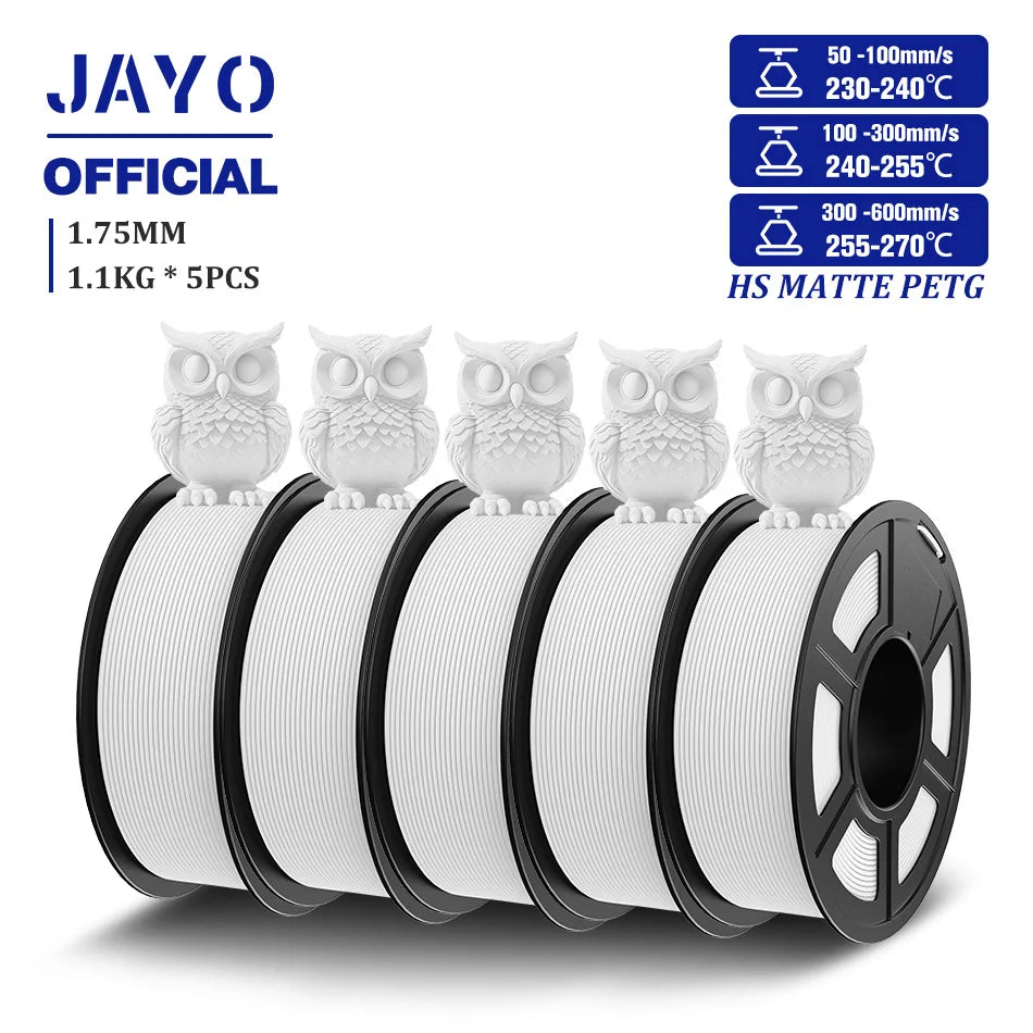 JAYO 3D Filament PLA/PLA META/PETG/SILK PLA+/Wood/PLA Marblel/ APLA 1.75mm 5Roll 1.1KG/0.5KG 3D Printer Filament for 3D Printer