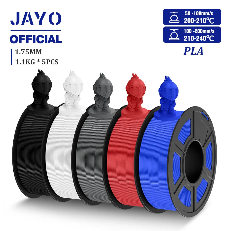 JAYO 3D Filament PLA/PLA META/PETG/SILK PLA+/Wood/PLA Marblel/ APLA 1.75mm 5Roll 1.1KG/0.5KG 3D Printer Filament for 3D Printer