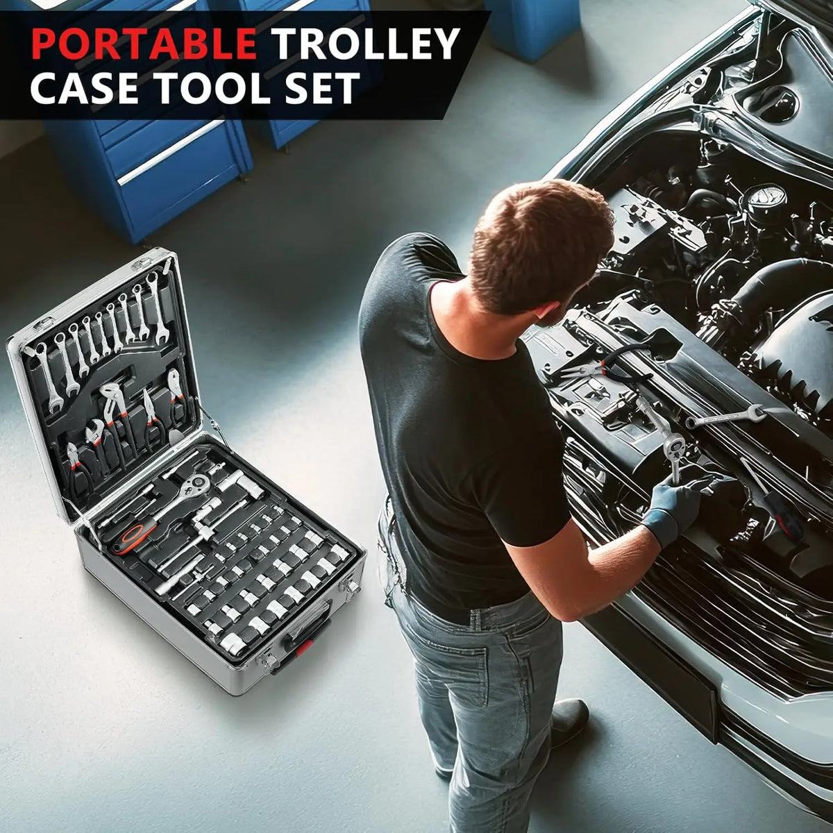 799pcs Tool Kit,Tool Trolley Case,Mechanics Box,Home Repair Toolbox,Portable DIY Set