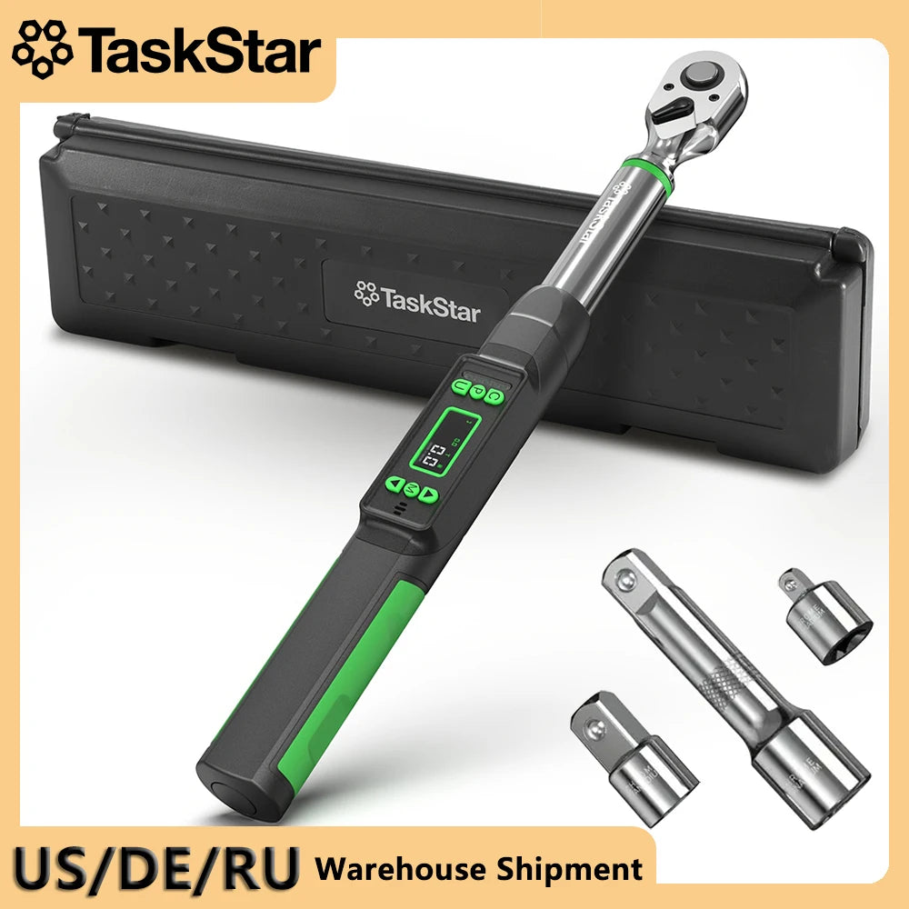 TaskStar 1/4" 1/2" 3/8" 72-Tooth Carbon Steel Digital Torque Wrench ±2% Accuracy Ratchet Wrench Automatic Quick Release Spanner