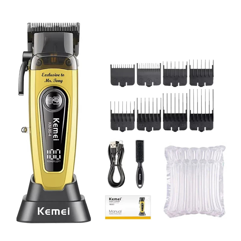 Kemei Rechargeable Electric Hair Clipper Professional Barber Trimmer For Man Cordless Shaver KM-90-4 KM-2293 Gold  KM-3209 Kit