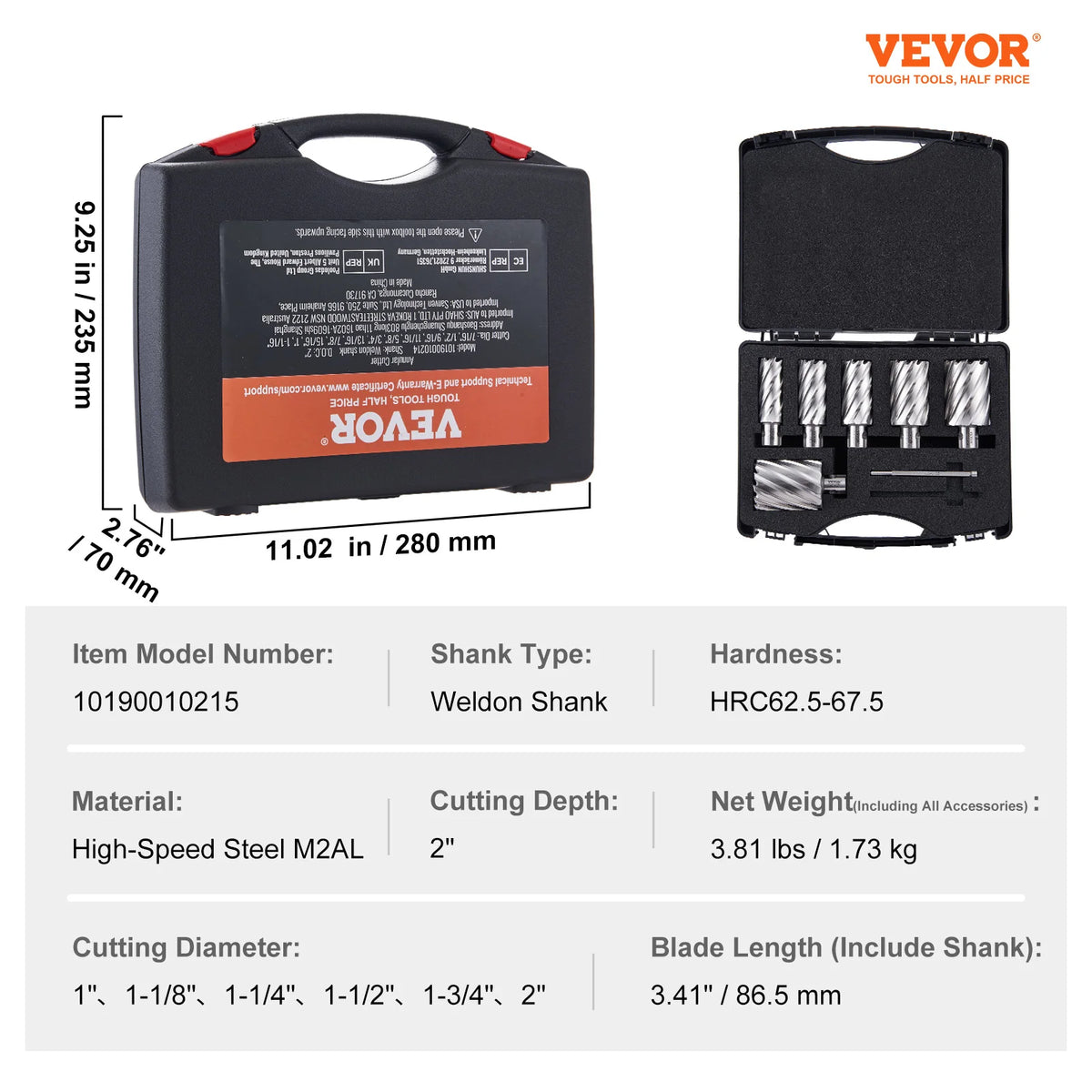 SucceBuy Annular Cutter Set 6 pcs13 pcs Weldon Shank Mag Drill Bits 1" / 2" Cutting Depth for Using with Magnetic Drills
