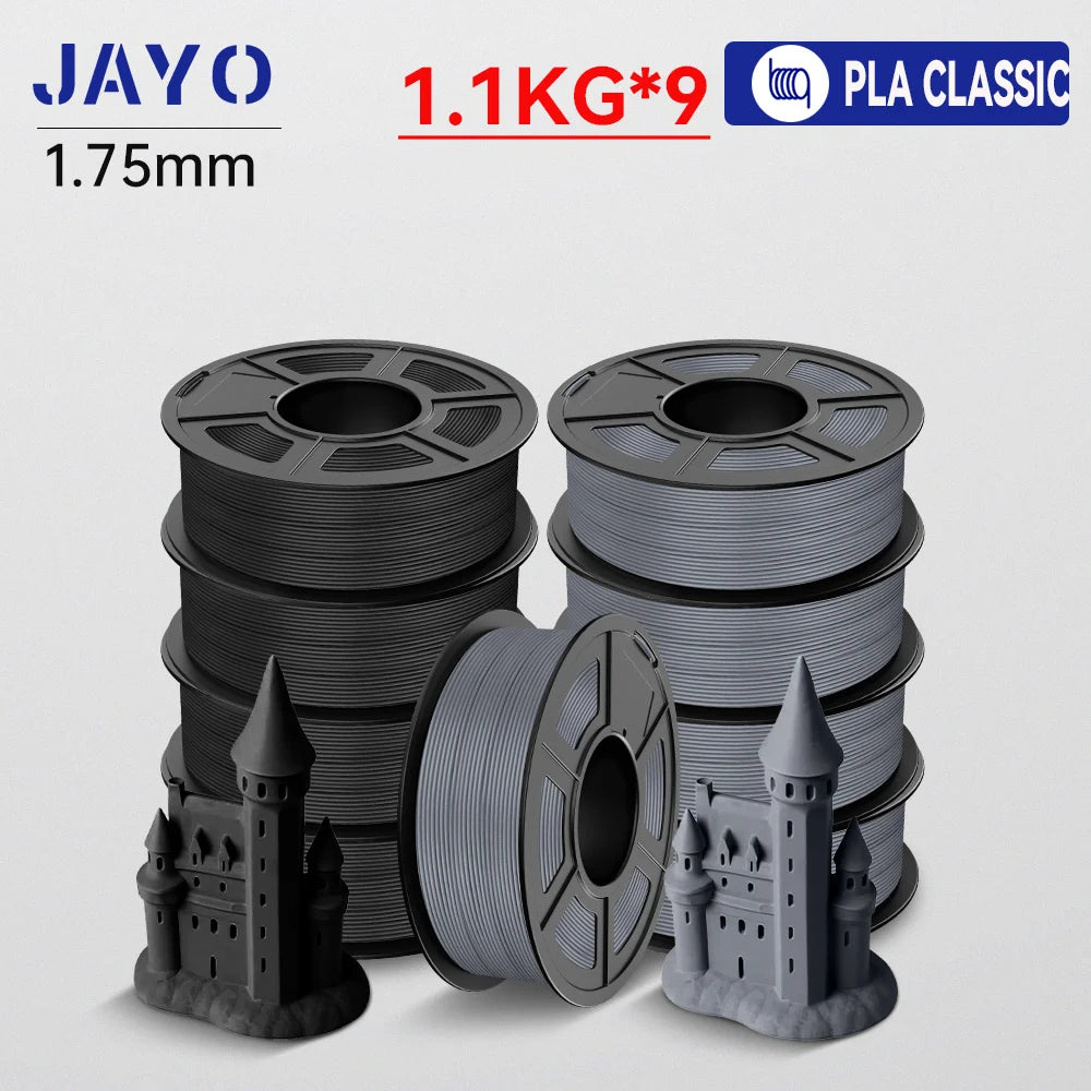 JAYO 9/10 Rolls 3D PETG/PLA/PLA PLUS Printer Filament 1.75mm 100% No Bubble non-toxic 3D Printing Materials for 3D Printer& Pen