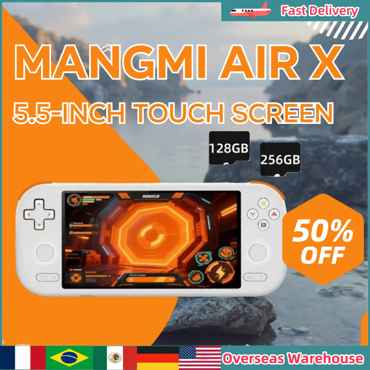 MANGMI AIR X Handheld Game Console Snapdragon 662 With 5000mAh Battery 5.5-inch Screen RGB Hall Joystick Retro Game Console Gift