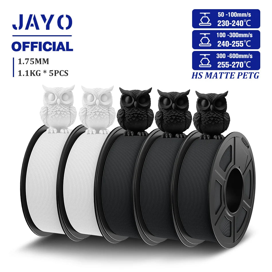 JAYO 3D Filament PLA/PLA META/PETG/SILK PLA+/Wood/PLA Marblel/ APLA 1.75mm 5Roll 1.1KG/0.5KG 3D Printer Filament for 3D Printer
