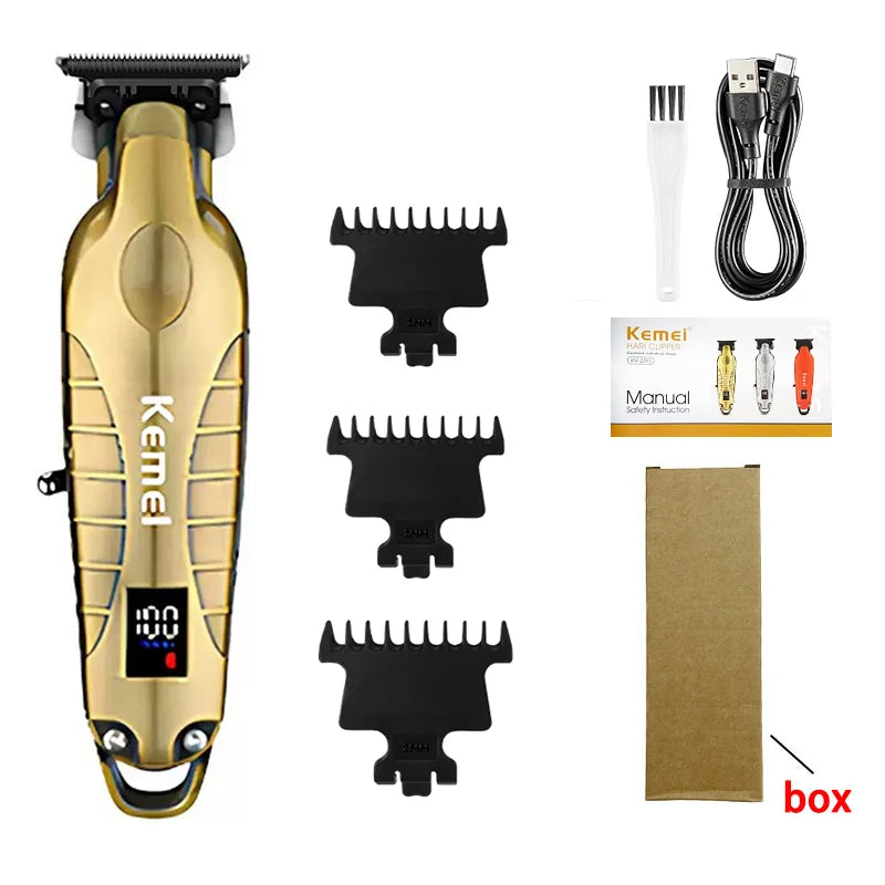 Kemei Rechargeable Electric Hair Clipper Professional Barber Trimmer For Man Cordless Shaver KM-90-4 KM-2293 Gold  KM-3209 Kit