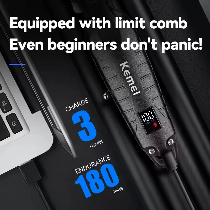 Kemei Rechargeable Electric Hair Clipper Professional Barber Trimmer For Man Cordless Shaver KM-90-4 KM-2293 Gold  KM-3209 Kit