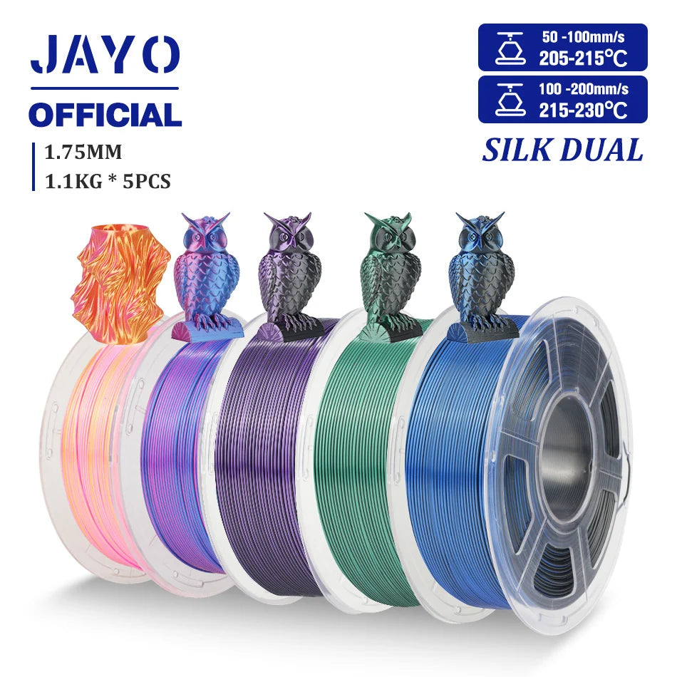 JAYO 3D Filament PLA/PLA META/PETG/SILK PLA+/Wood/PLA Marblel/ APLA 1.75mm 5Roll 1.1KG/0.5KG 3D Printer Filament for 3D Printer