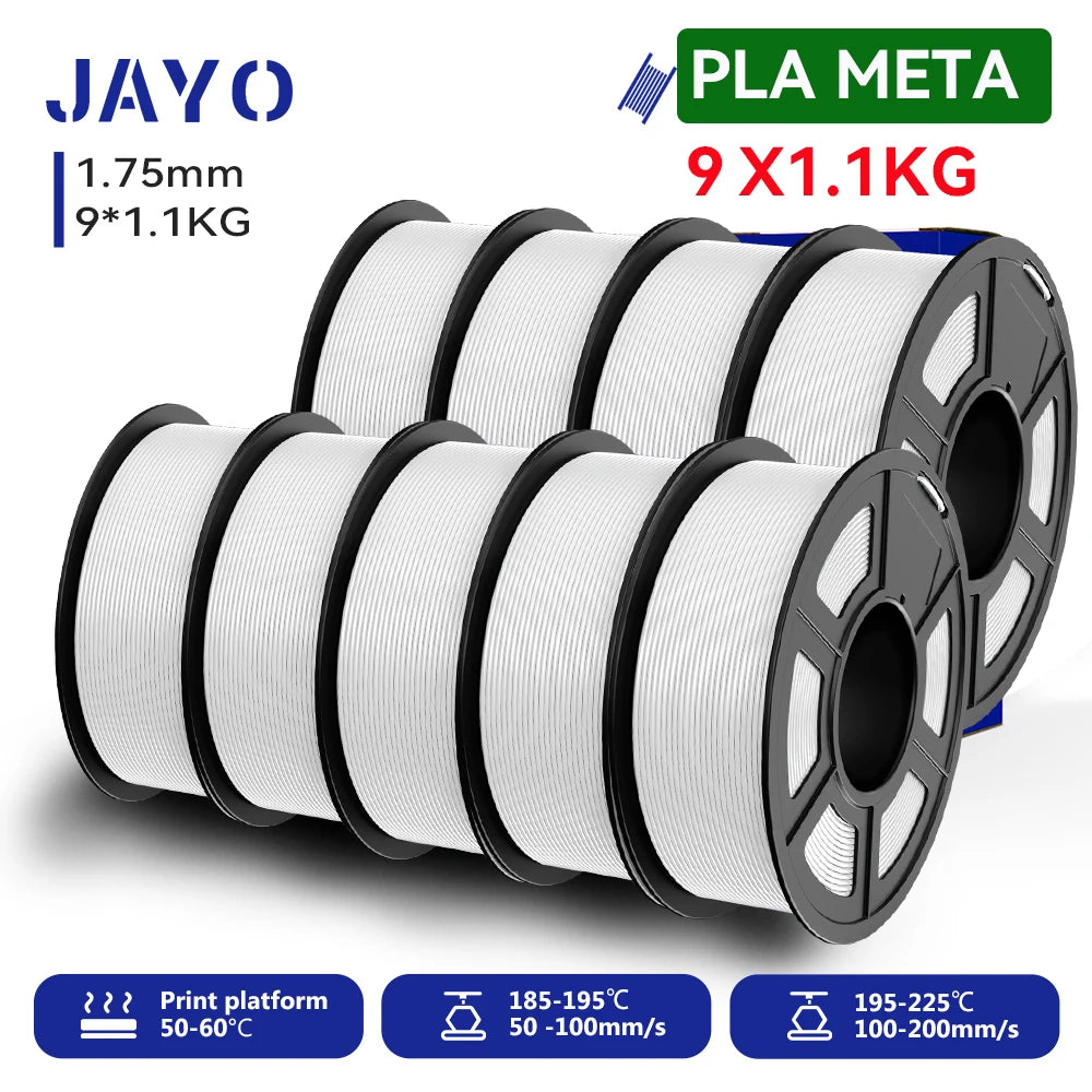JAYO 9/10 Rolls 3D PETG/PLA/PLA PLUS Printer Filament 1.75mm 100% No Bubble non-toxic 3D Printing Materials for 3D Printer& Pen