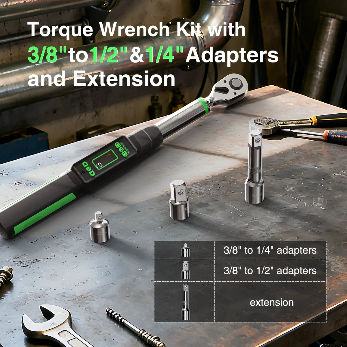 TaskStar 1/4" 1/2" 3/8" 72-Tooth Carbon Steel Digital Torque Wrench ±2% Accuracy Ratchet Wrench Automatic Quick Release Spanner
