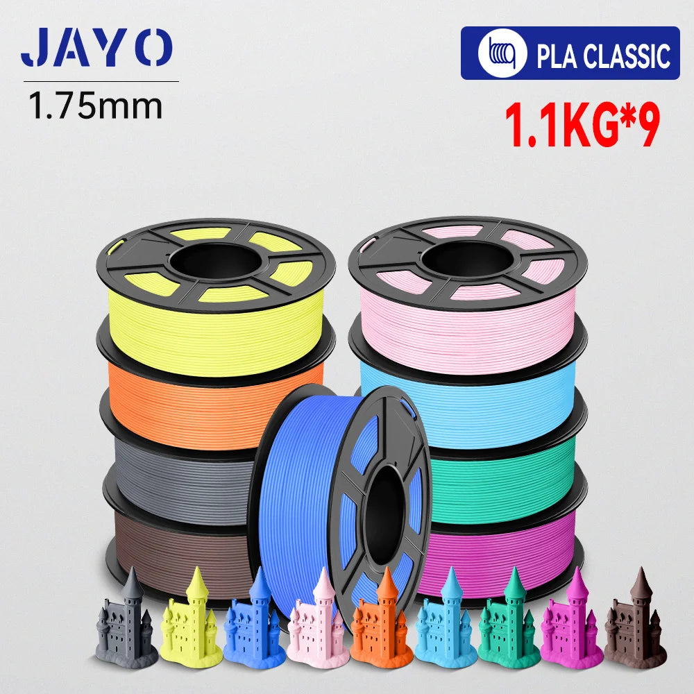 JAYO 9/10 Rolls 3D PETG/PLA/PLA PLUS Printer Filament 1.75mm 100% No Bubble non-toxic 3D Printing Materials for 3D Printer& Pen