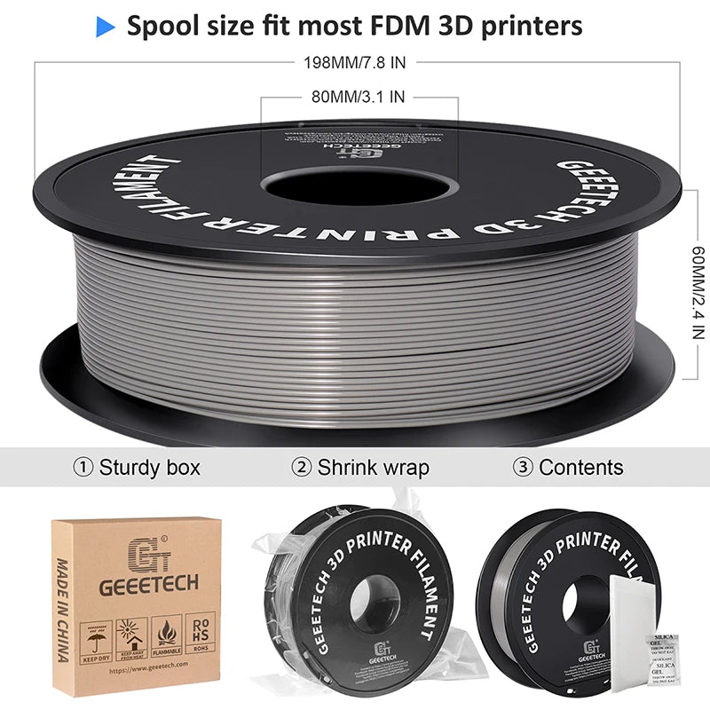 Geeetech 5Kg Standard PLA Filament 1.75mm 3D Printer Plastic Material, Accuracy 0.03mm, multiple colour, Fit Most FDM Printer