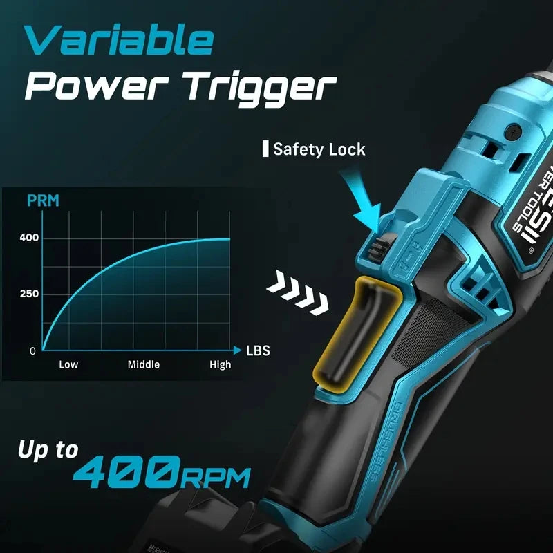 SEESII 3/8" 21V 6.3'' Extended Electric Ratchet Wrench Cordless Electric Wrench Rechargeable Angle Wrench Car Repair Tools for Makita 18v Battery Pin