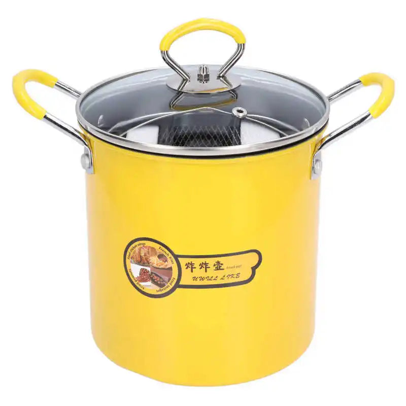 3L Mini Deep Fryer Pot Stainless Steel Japanese Frying Pot with Oil Filter Rack Lid for Home Kitchen Cooking Appliances Cookware