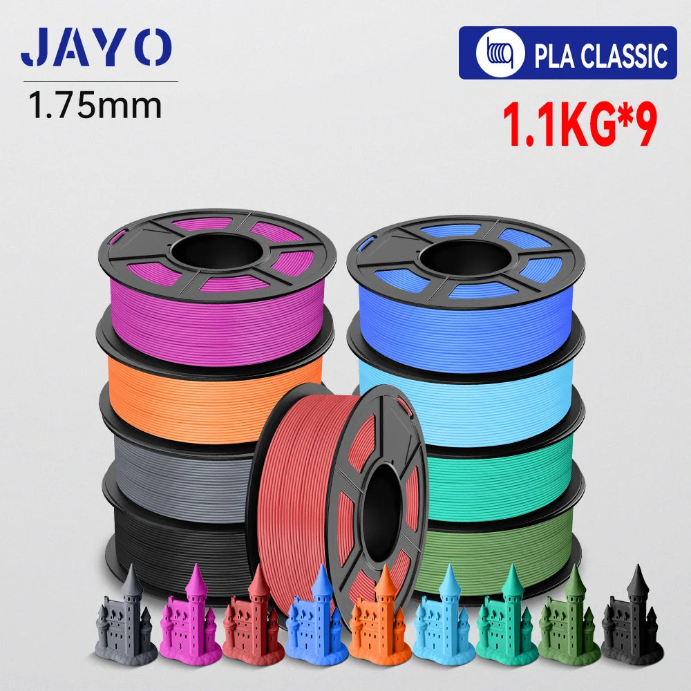 JAYO 9/10 Rolls 3D PETG/PLA/PLA PLUS Printer Filament 1.75mm 100% No Bubble non-toxic 3D Printing Materials for 3D Printer& Pen