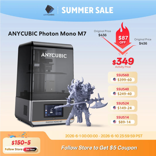 ANYCUBIC Photon Mono M7 14K Mono MSLA 3D Printer 10'' 14K LCD Resin 3D Printer Speed Up to 150mm/h Printing Size 223*126*230mm