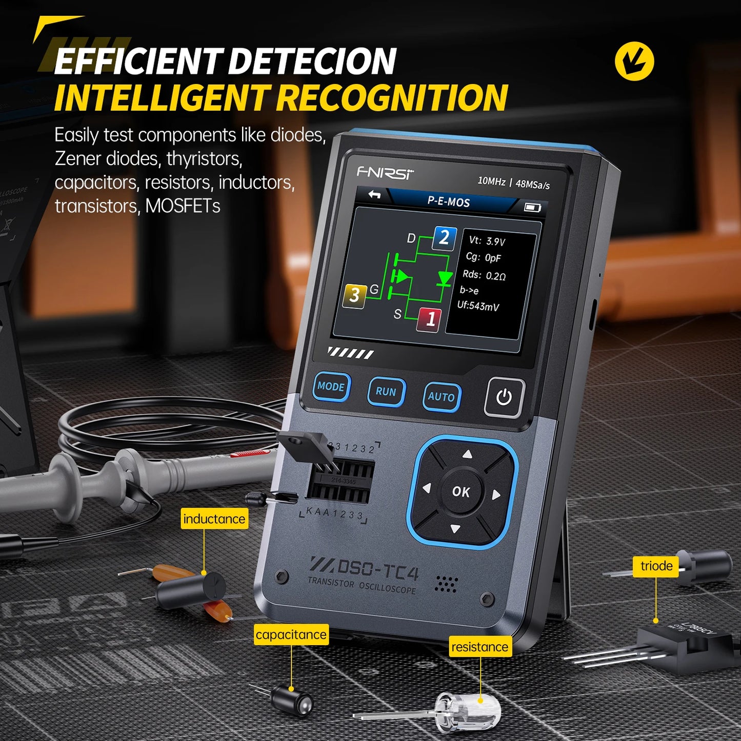 FNIRSI DSO-TC4 Digital Oscilloscope Transistor Tester  Signal Generator 3in1 10MHz 48Ms/s Electronics Component Tester