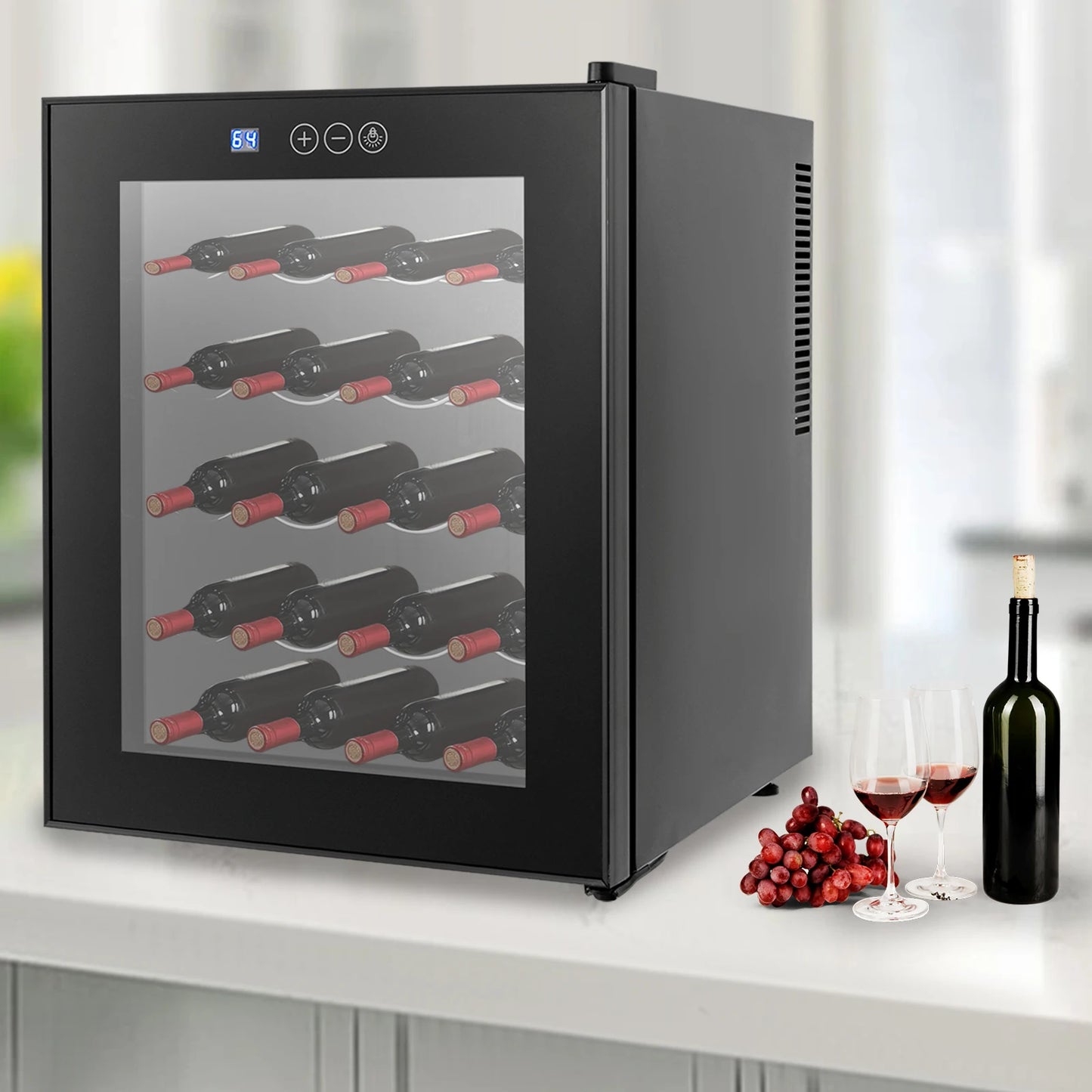 20 Bottles Wine Fridge 4 Shelf Drinks Fridge Digital Display 53.6-64.4°f Brandy Wine Refrigerator Beverage Cooler