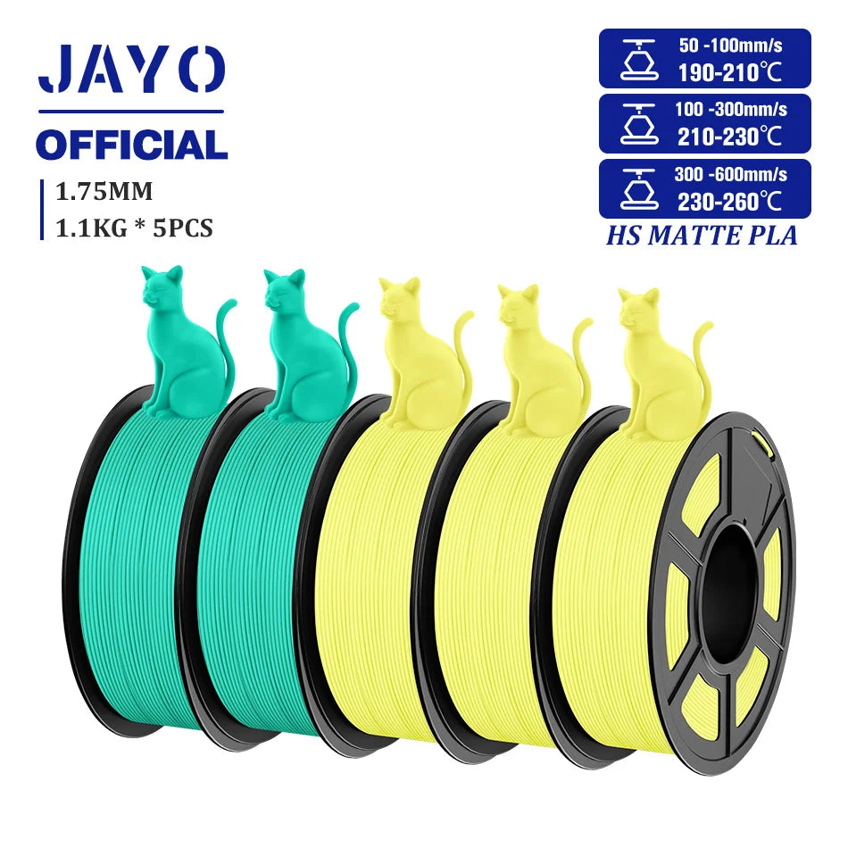 JAYO 3D Filament PLA/PLA META/PETG/SILK PLA+/Wood/PLA Marblel/ APLA 1.75mm 5Roll 1.1KG/0.5KG 3D Printer Filament for 3D Printer