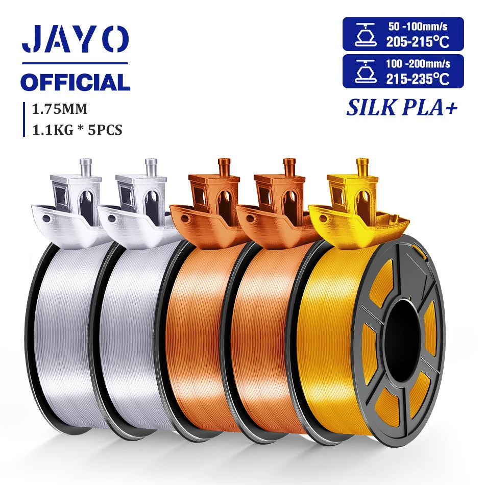 JAYO 3D Filament PLA/PLA META/PETG/SILK PLA+/Wood/PLA Marblel/ APLA 1.75mm 5Roll 1.1KG/0.5KG 3D Printer Filament for 3D Printer