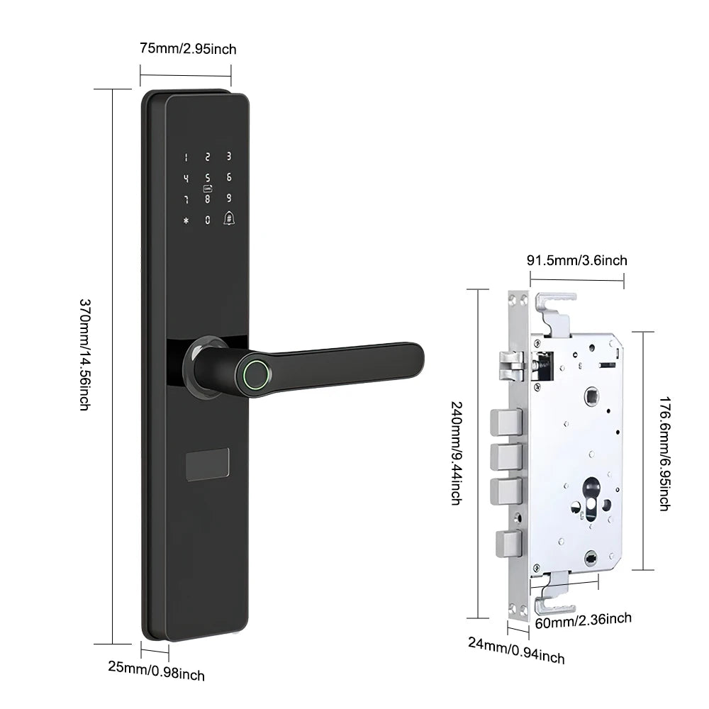 Smart Door Lock TTLock App Fingerprint Password RFID Card Remote Unlock 5-in-1 Keyless Entry for Home Office Apartment Security