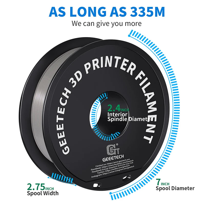 Geeetech 5Kg Standard PLA Filament 1.75mm 3D Printer Plastic Material, Accuracy 0.03mm, multiple colour, Fit Most FDM Printer