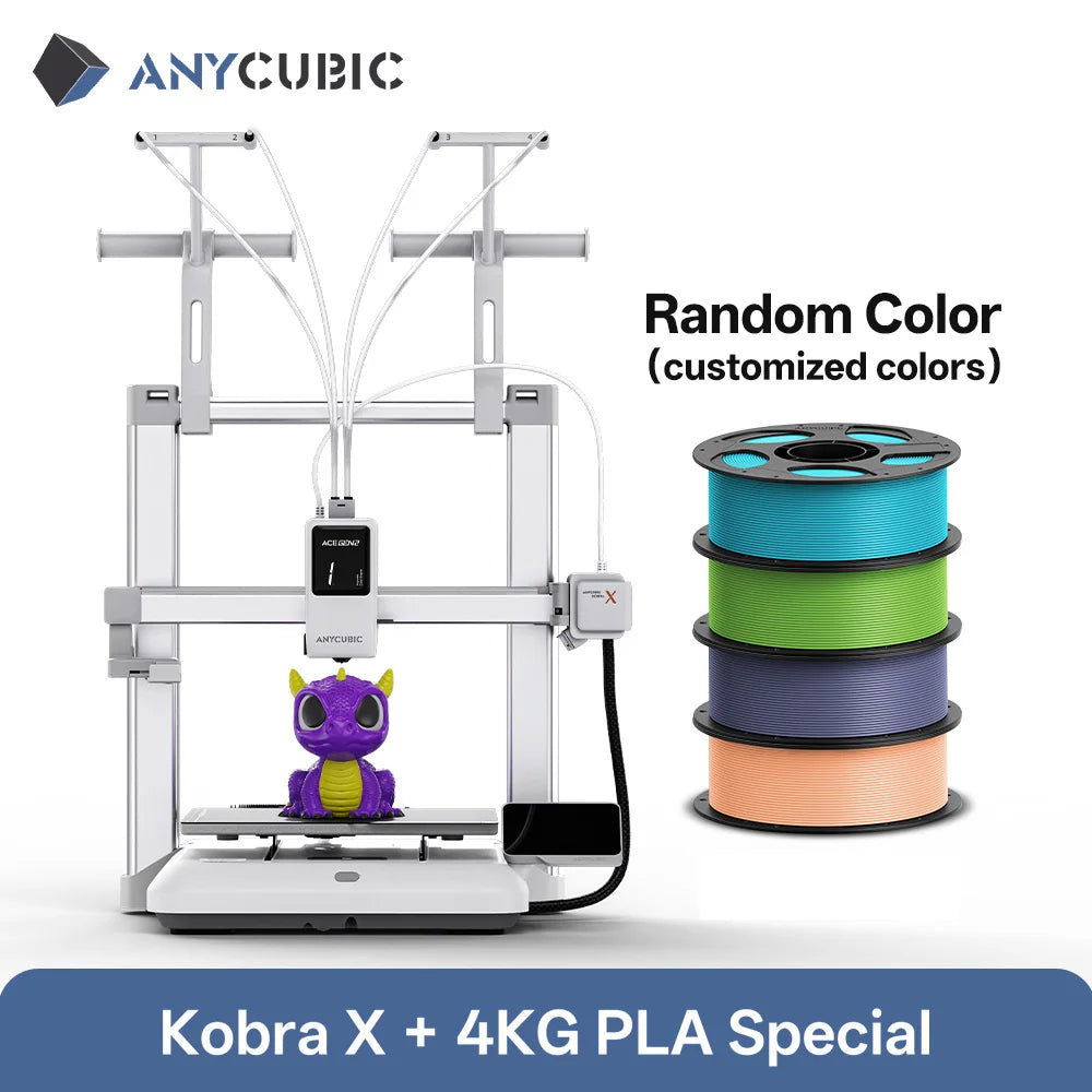 ANYCUBIC Kobra X 600mm/s Max Print Speed 3D Printer 2x Time & Material Savings Up To 19 Colors Printing AI Detection 3D Printer